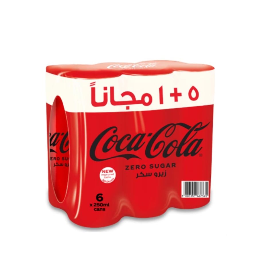 كوكاكولا زيرو سكر علبة 250 مل 6 عبوات