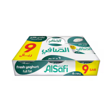 الصافي زبادي طازج كامل الدسم 6×120 جرام