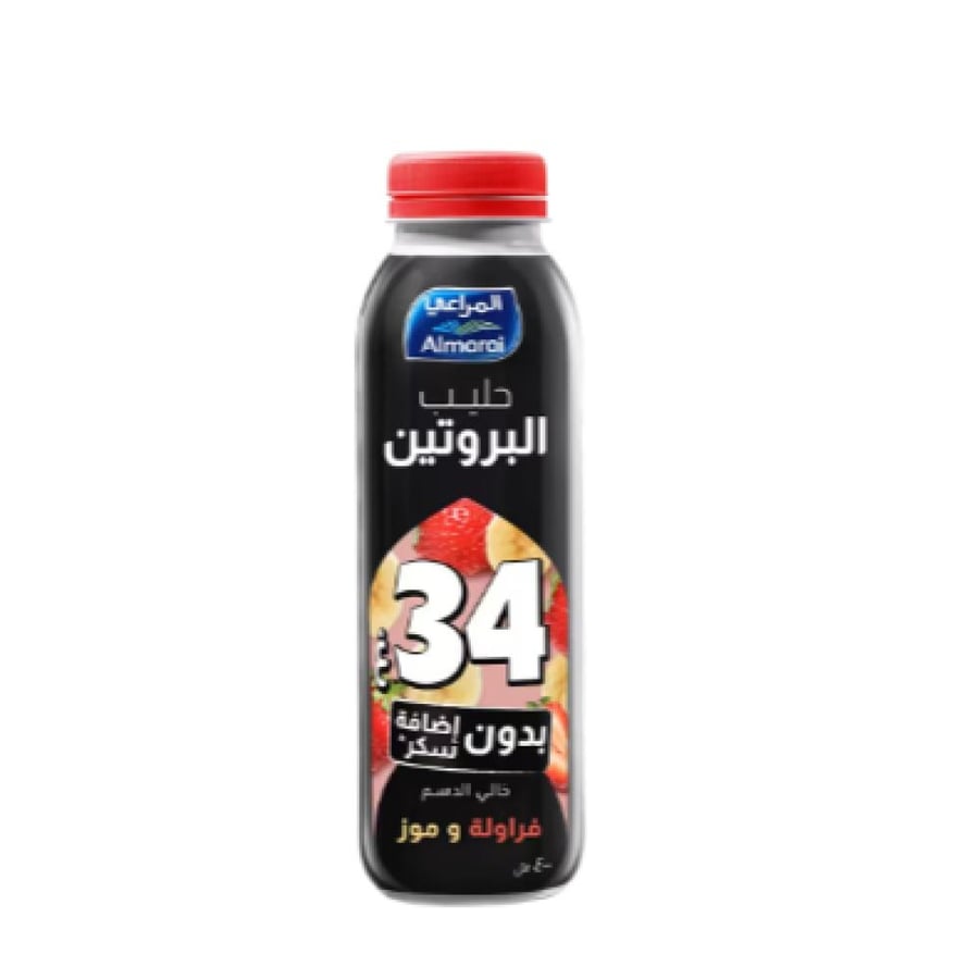 المراعي حليب البروتين فراولة و موز خالي الدسم 400 مل