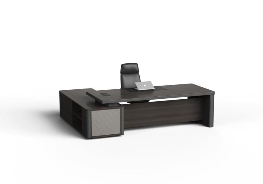 مكتب خب ميلامين لون رصاصي غامق* Dark oak with dark grey موديل FE-A252075-22A مقاس 2500*2000*750