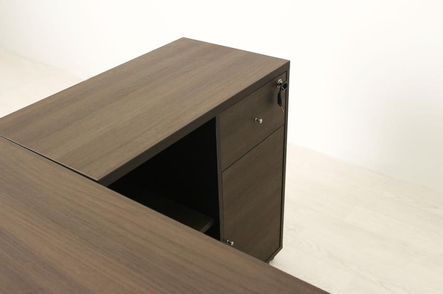 مكتب مقاس 1400*700*750 *25+ سكرتارية اجناب خشب BOARD لون بني موديل AA-A141675-20A-2