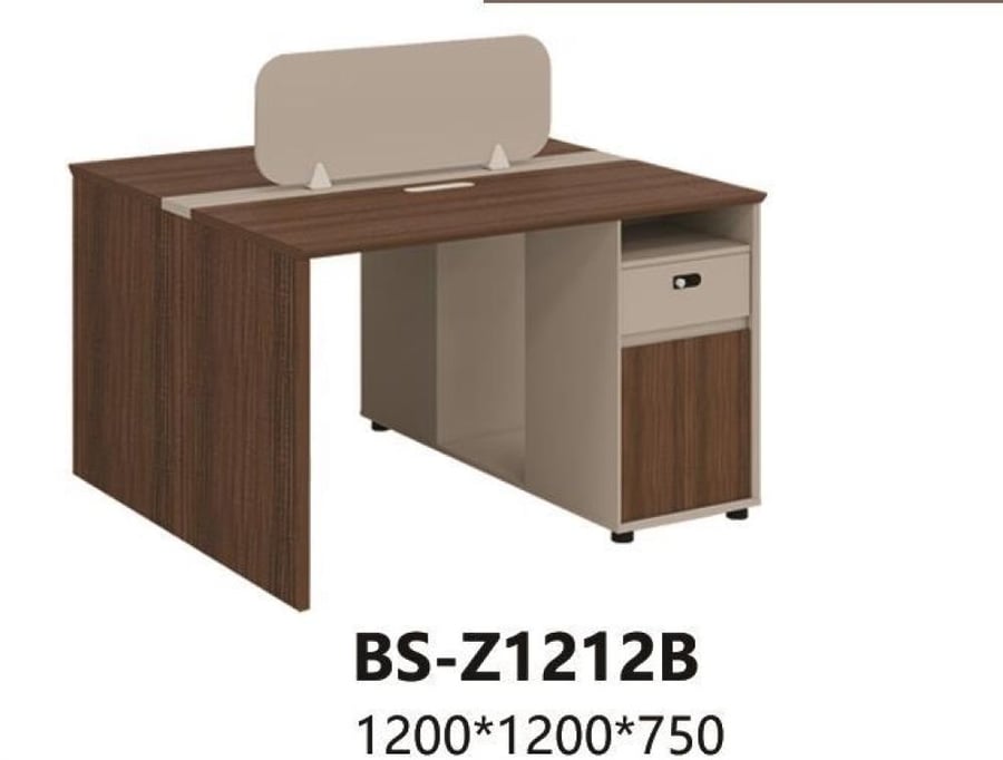 وحدة عمل 2 شخص ادراج ثابته مقاس 1200*1200*750 لون بنى* كوفى موديل BS-Z1212B  في المخزون