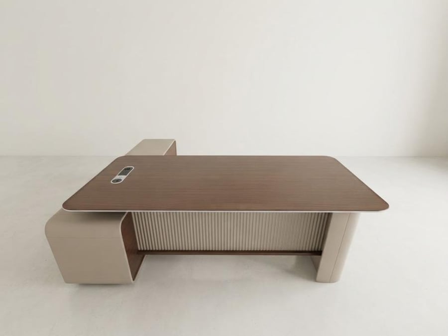 طقم مكتب خشب PVC+ وحدة جانبية مقاس 2200*1800*750 موديل 08-B2018+ دولاب + طاولة خدمة