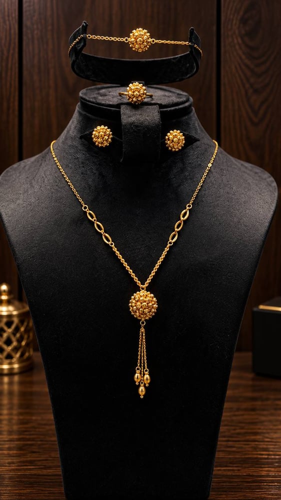 طقم ذهب كرة محبّبة — عيار 21 · وزن 9.3 جرام
