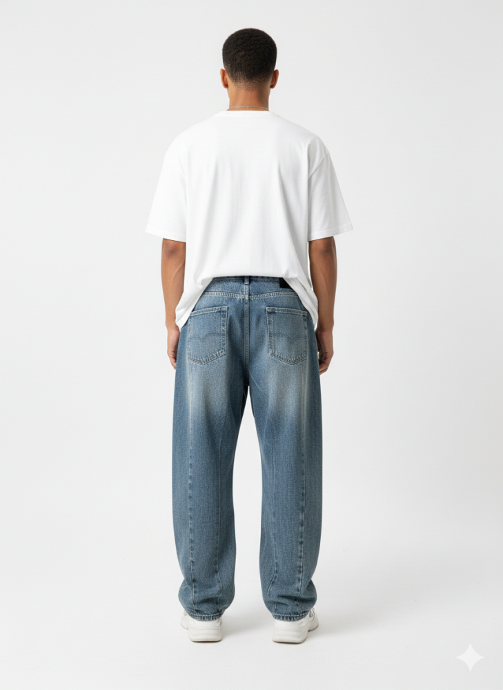 بنطال جينز واسع (Wide-Leg)