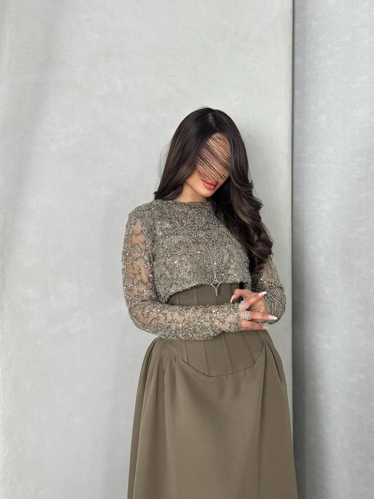 فستان سهرة باربي خرز دانتيل وتل