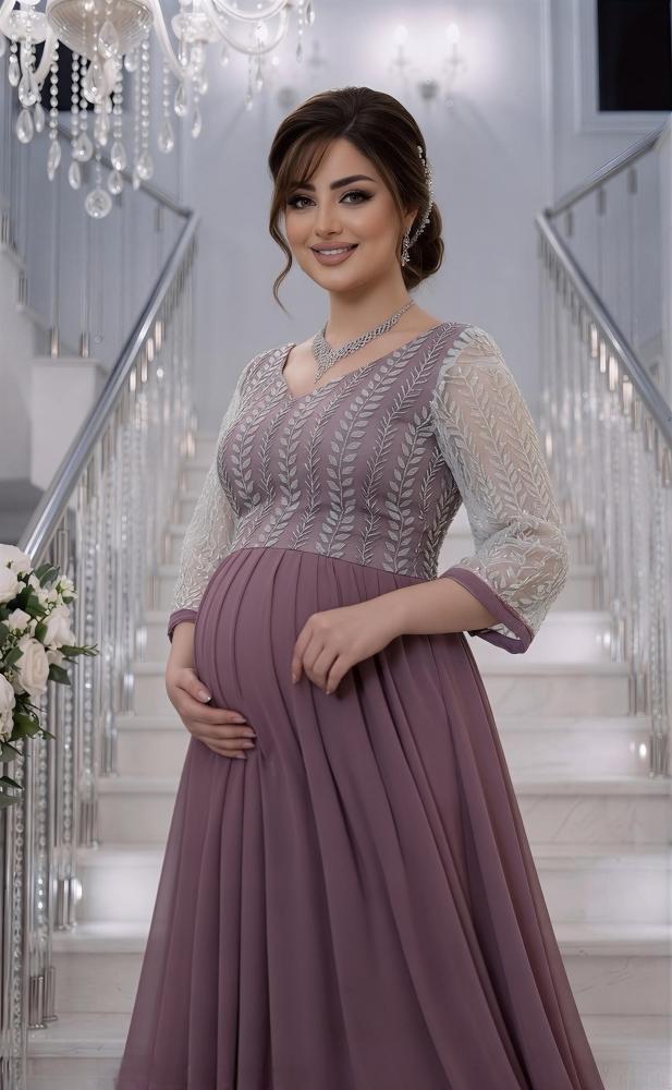 فستان حوامل شيفون تدخيله كلفه سهره