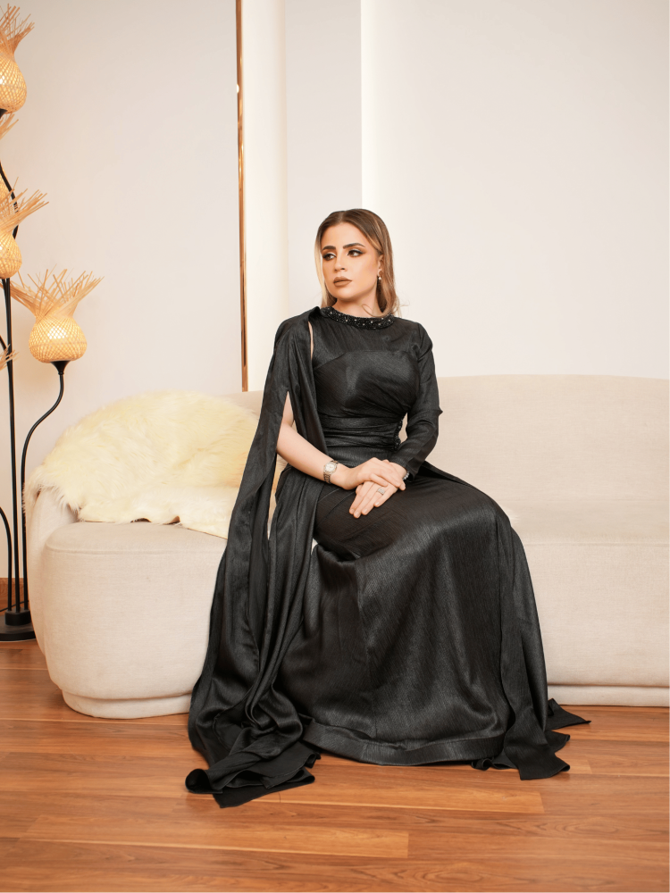 فستان سهره أسود تطريز راقي