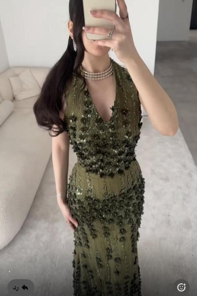 فستان سهرة تطريز شك ورود راقي
