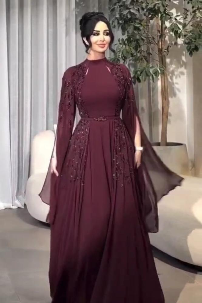 فستان سهرة جورجيت شيفون تطريز يدوي