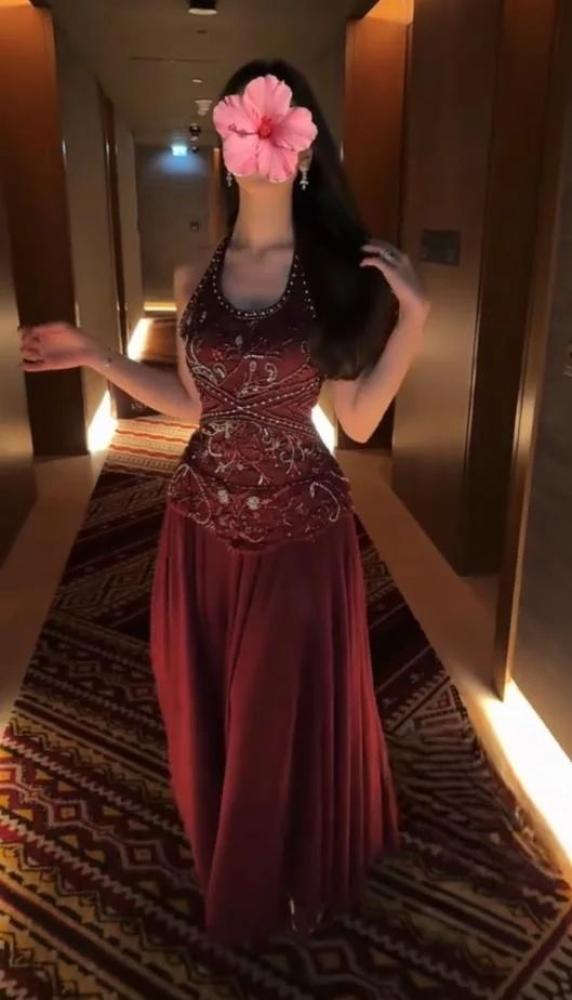 فستان سهره شیفون كلوش تطريز يدوي