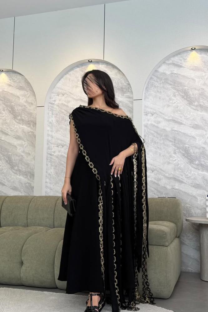 فستان ناعم أوف شولدر تطريز كمبيوتر