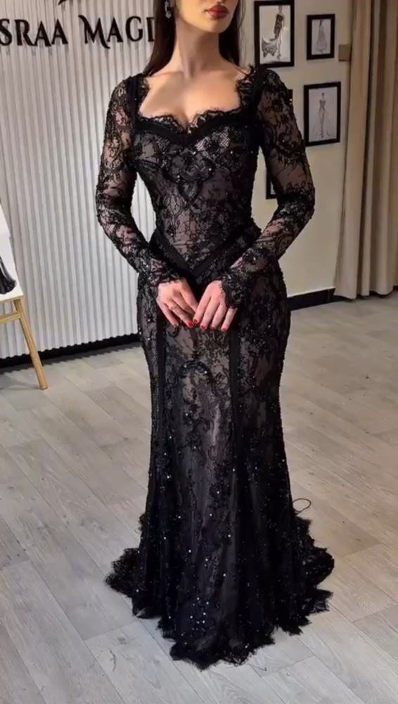 فستان سهرة شيفون تطريز راقي