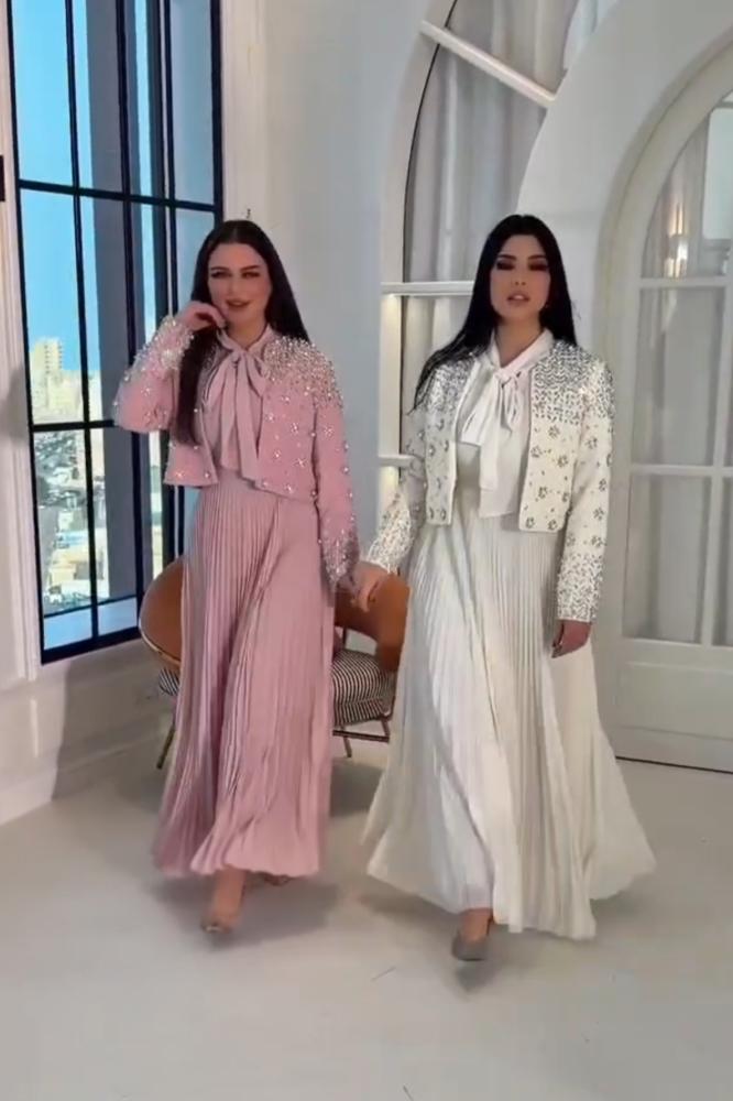 فستان سهرة باربي شيفون بليسيا بجاكيت قصير