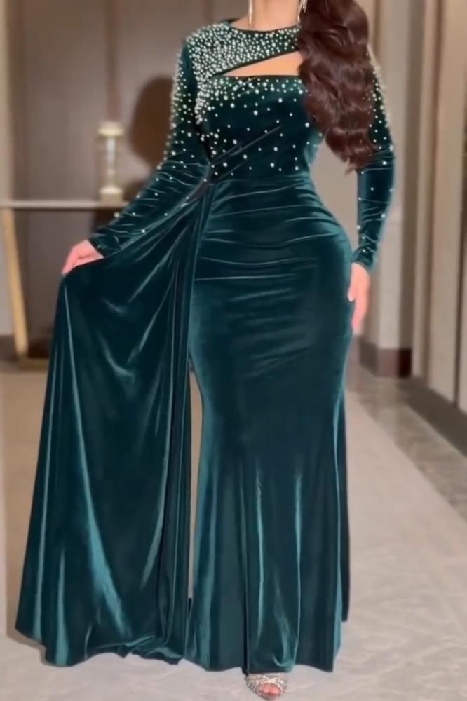 فستان سهرة قطيفه تطريز راقي