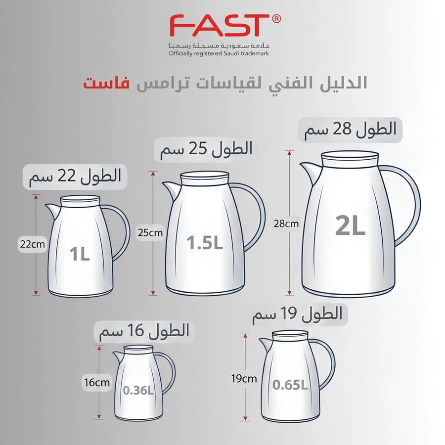 طقم ترامس فاست كروم سادة بسعة 0.650 لتر + 1.0 لتر