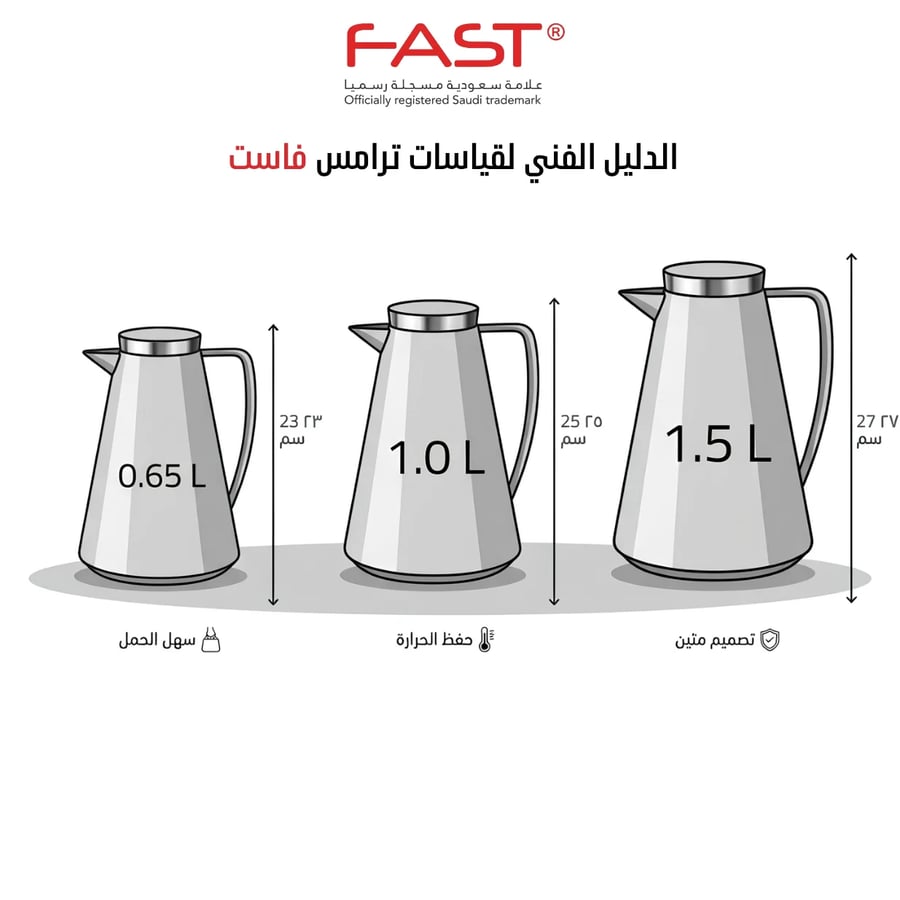 طقم صواني تقديم + ترامس فاست 1.0 لتر + 1.5 لتر