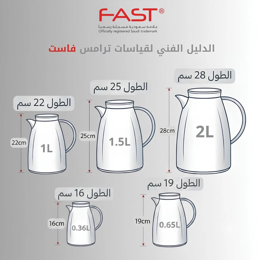 طقم ترامس فاست كروم مضلع بسعة 1.0 لتر + 1.5 لتر