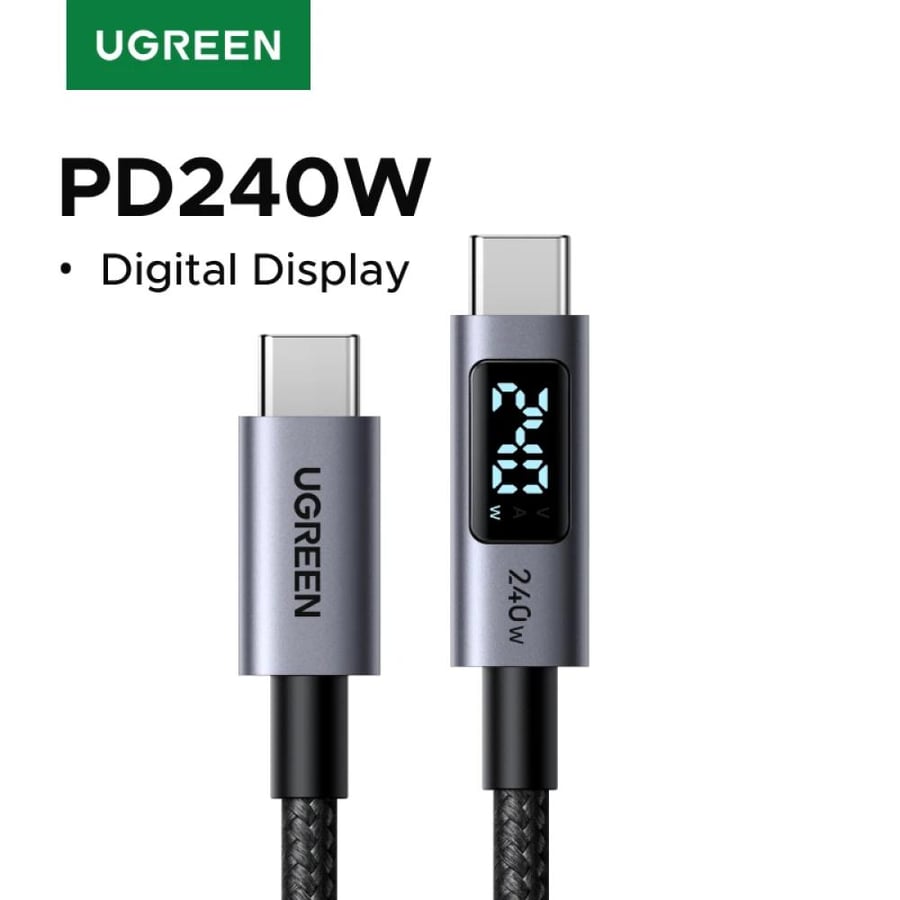 UGREEN USB-C كابل 240 واط شاشة عرض رقمية PD3.1 نوع-C الحبل لأجهزة الكمبيوتر المحمول ماك بوك آيفون 17 سامسونج S25 شاومي شاحن سريع
