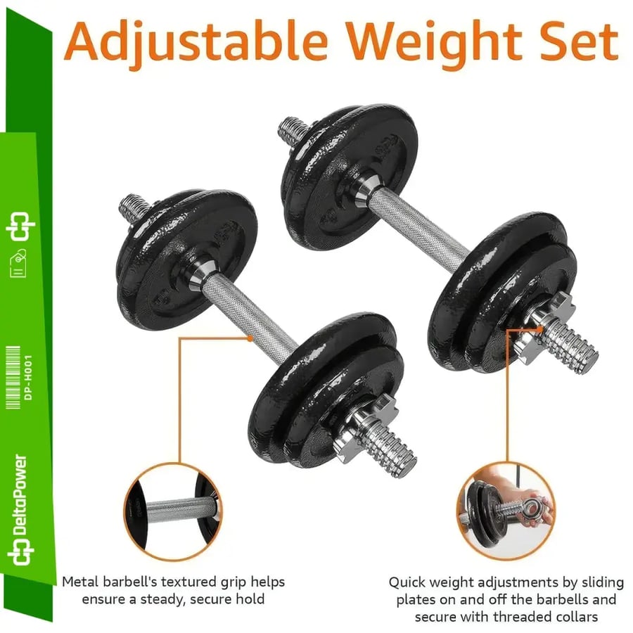 Delta Power 20KG Set DP-H001 - طقم أوزان 20 كجم لتمارين القوة المنزلية