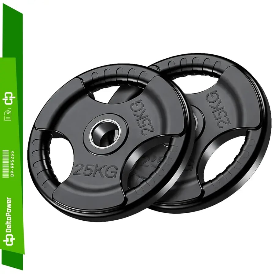 Delta Power Olympic Rubber Tri Grip Weight Plates Set DP-RPS255 12 PCS