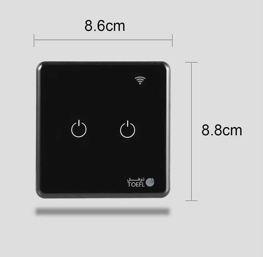 مفتاح ذكي ثنائي غطاء اسود تحكم عن بعد Wifi سهل الاستخدام يعمل باللمس تحكم بالجوال متوافق مع اليكسا وجوجل هوم توفل