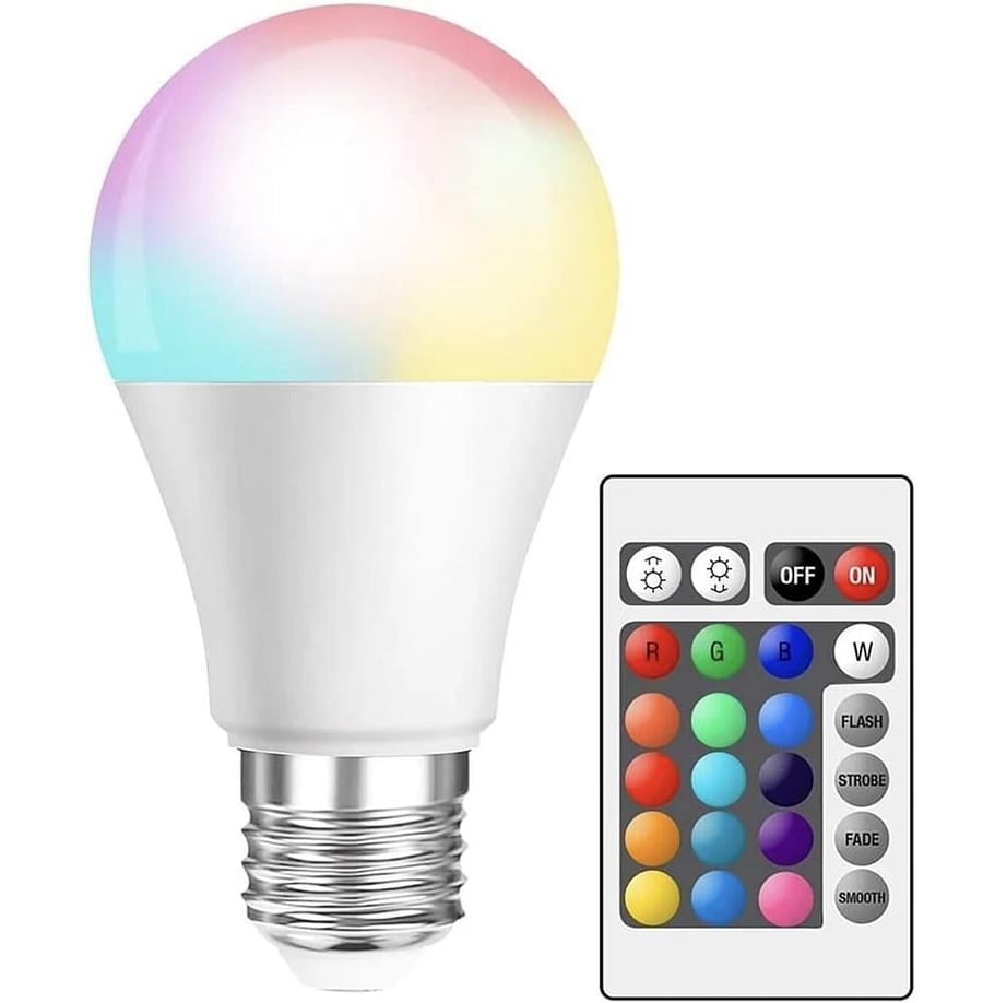 لمبة كروي RGB ملون 5 واط 16 لون مع ريموت تحكم يمنحك خاصية إختيار اللون المناسب ودرجة السطوع