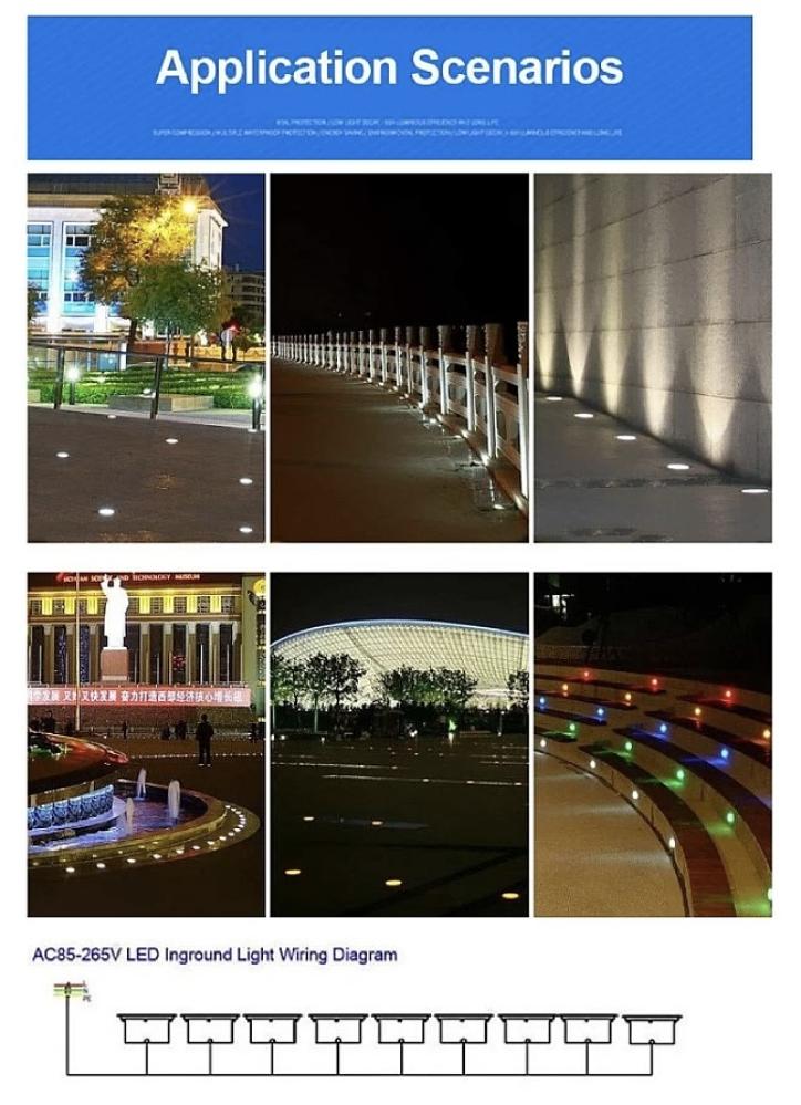 كشاف دفن 22.5 سم ارضي غاطسة لون الانارة اصفر 40 واط
