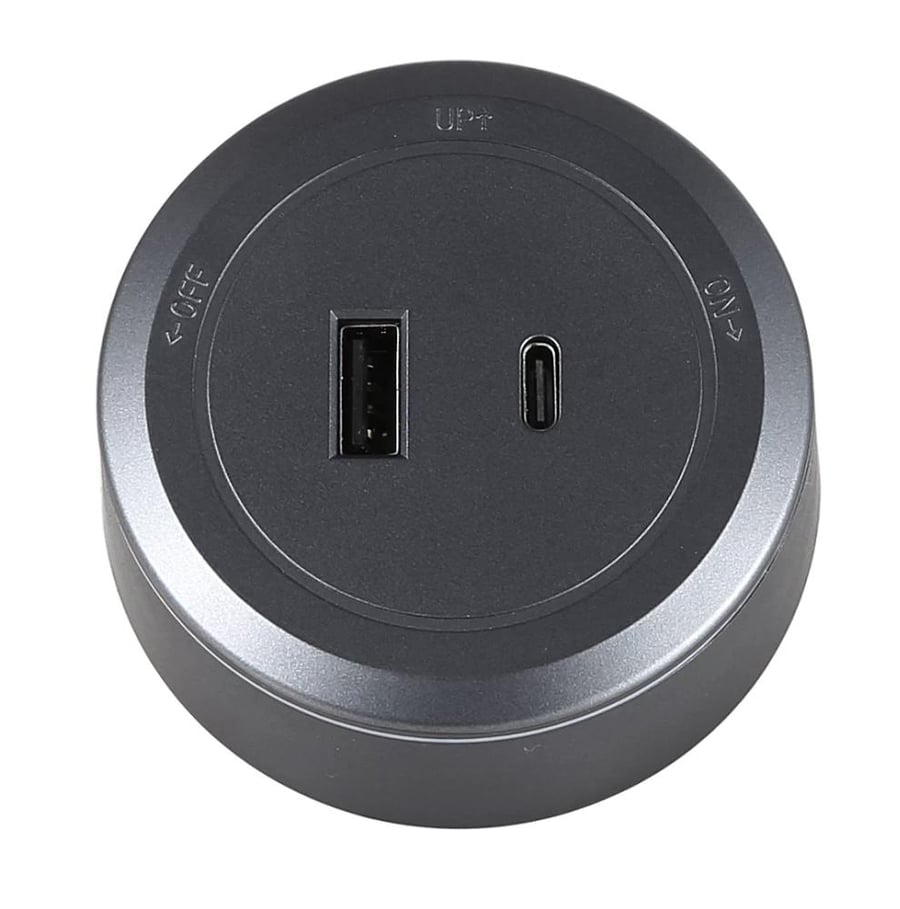 فيش رمادي جرافيت دائري مجرى مسار كهربائي مجوز يو إس بي وتايب سي (USB+TYPE-C)