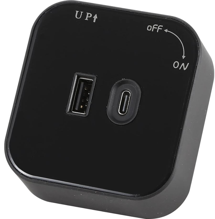 فيش أسود مربع مجرى مسار كهربائي مجوز يو إس بي وتايب سي (USB+TYPE-C)