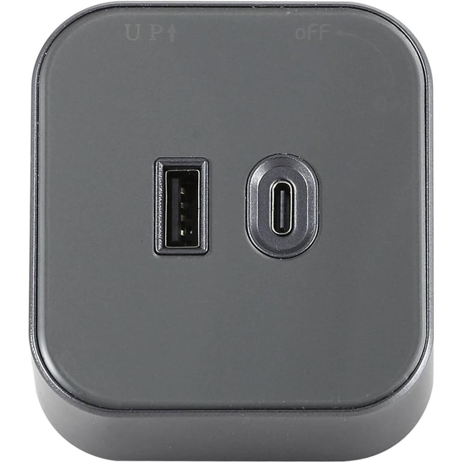 فيش رمادي جرافيت مربع مجرى مسار كهربائي مجوز يو إس بي وتايب سي (USB+TYPE-C)