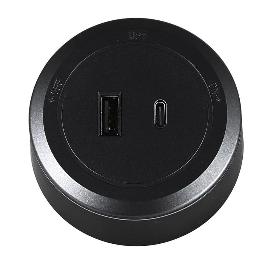 فيش أسود دائري مجرى مسار كهربائي مجوز يو إس بي وتايب سي     (USB+TYPE-C)