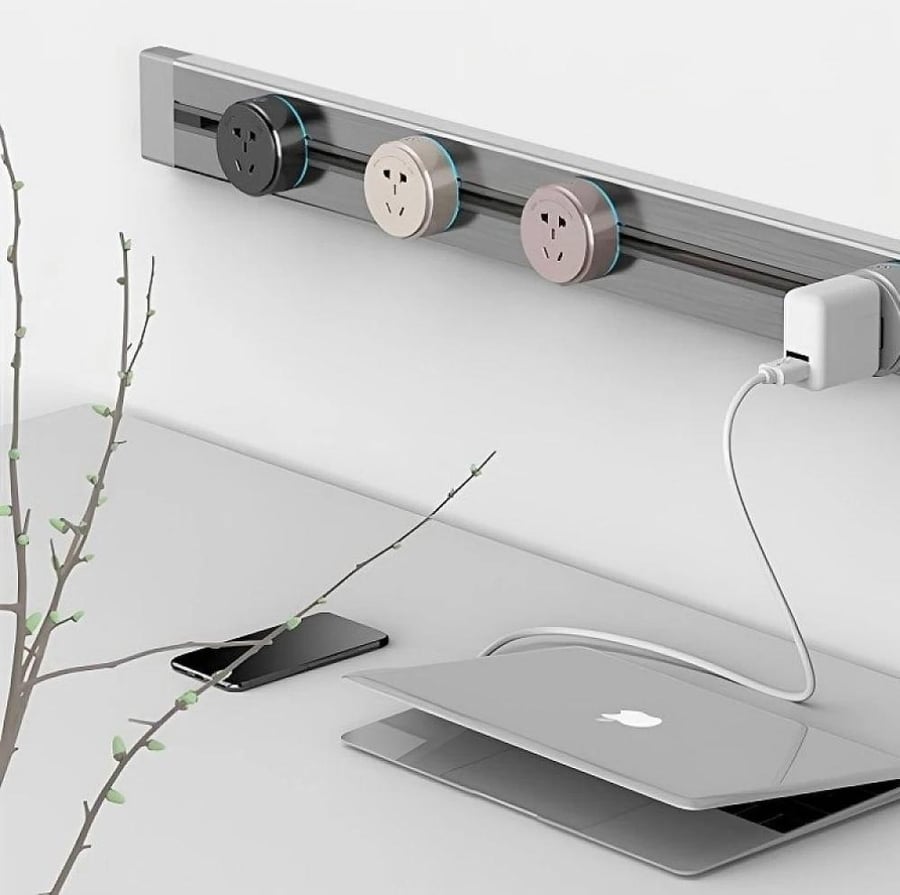 فيش رمادي جرافيت مربع مجرى مسار كهربائي مجوز يو إس بي وتايب سي (USB+TYPE-C)