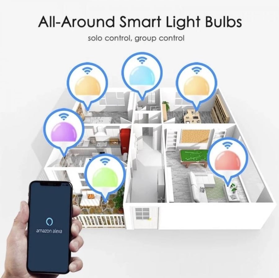 اللمبة الذكيه متعددة الألوان بخاصية التحكم السلس عن بعد من خلال الجوال 9 واط E27 | LED Smart Bulb