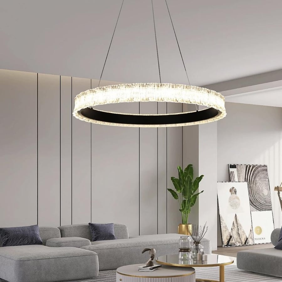 Modern chandelier black with yellow lighting color 60 watts diameter 80 cm