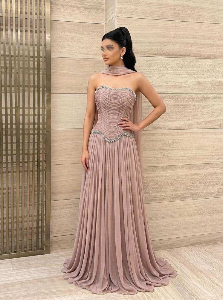 فستان سهرة كرنكر وكورسيه مرصع بالكريستال