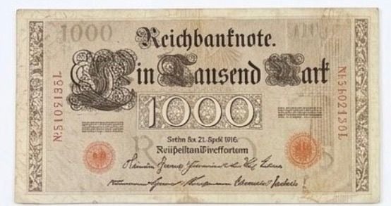 عملة 1000 مارك الماني 1910 على عهد  الإمبراطورية الأمانية