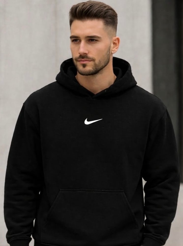 Black color sweater with a cutout in the palm and embroidered Nike logo