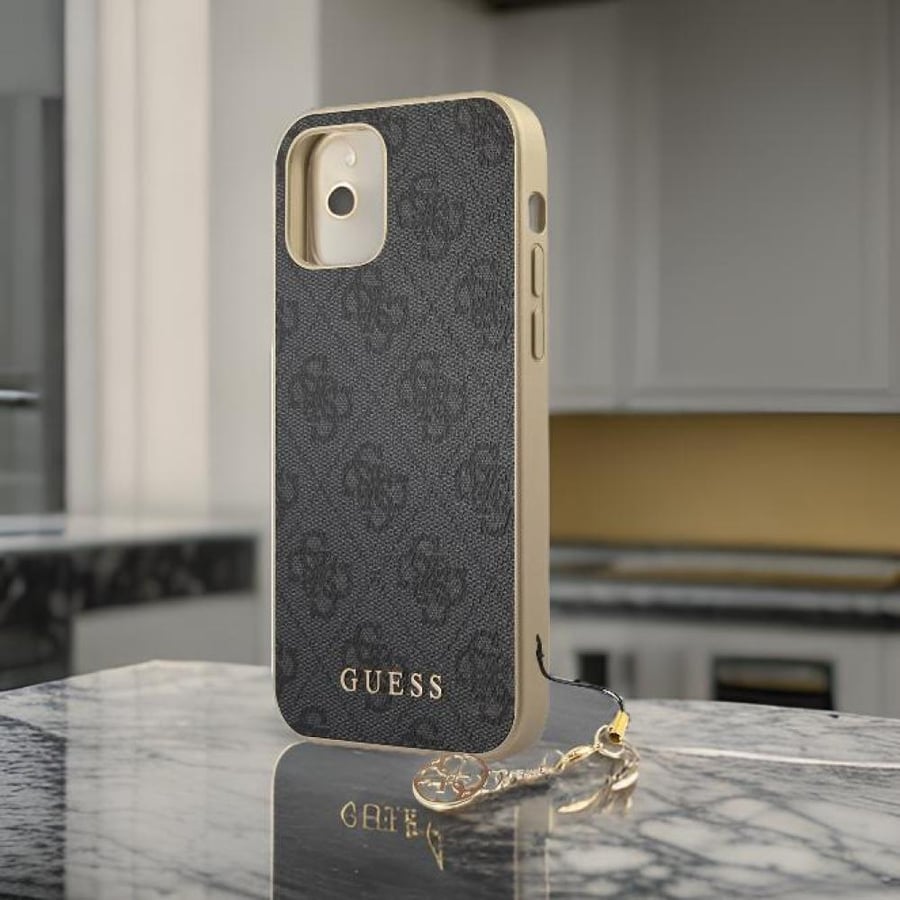 Guess 4G TPU Protective Case Cover for iPhone 12 Mini (5.4 inch) with Charms - Grey , WITOUT DELIVERY CHARGES
