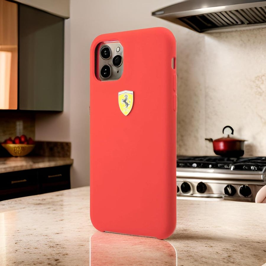 FERRARI SILICONE HARD CASE LOGO SHIELD FOR IPHONE 11, WITHOUT DELIVERY CHARGES