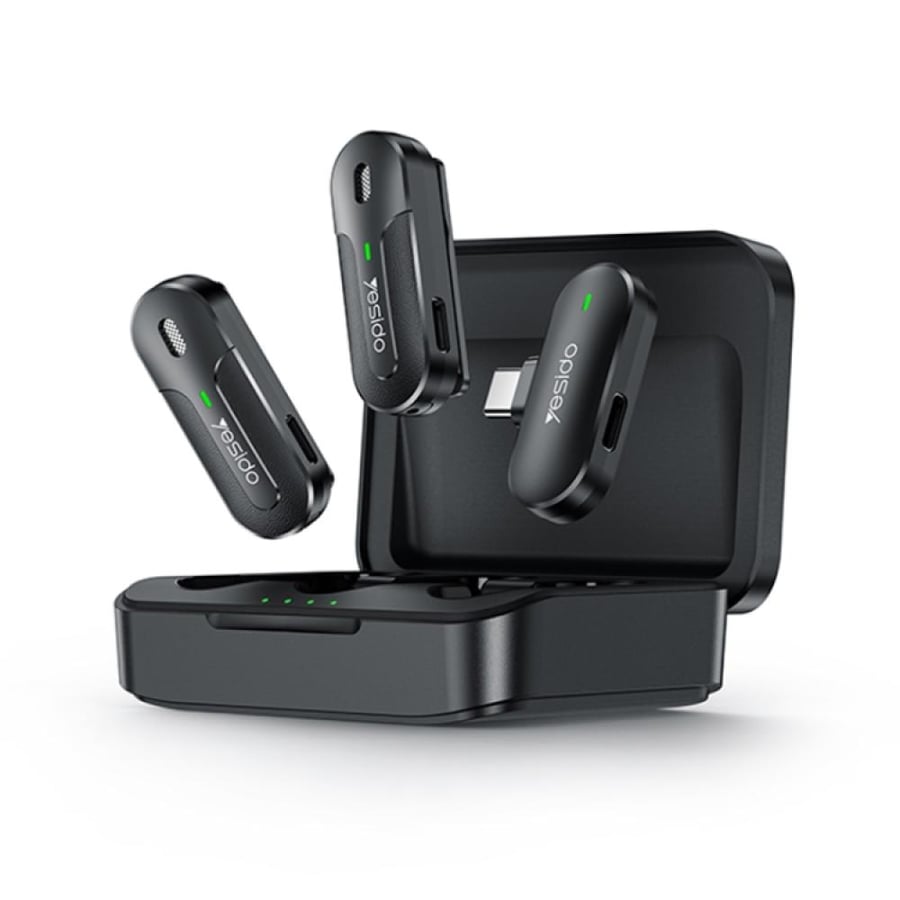 YESIDO KR17 2 في 1 ميكروفون لاسلكي من النوع C مع صندوق شحن     -      YESIDO KR17 Dual Wireless Microphone with Type-C Receiver and Charging Case