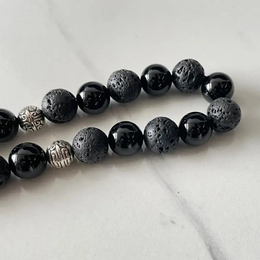 Tasbih الرجال الحمم الحجر مع العقيق الأسود التركية نمط مصلاة للمسلمين الخرز سوار رمضان عيد هدية الإسلامية misbaha الرجال مسبحة