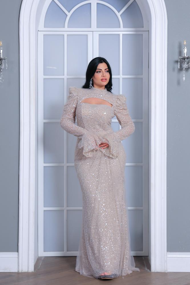 Elegant evening dress beige 1868
