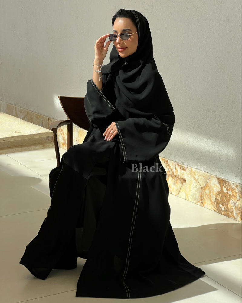 عباية نص كلوش تطريز بيج
