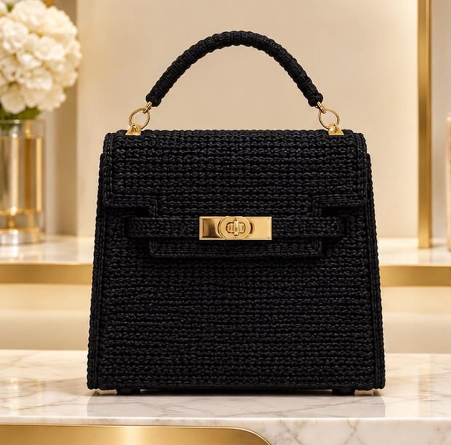 Black Kelly-Inspired Handbag