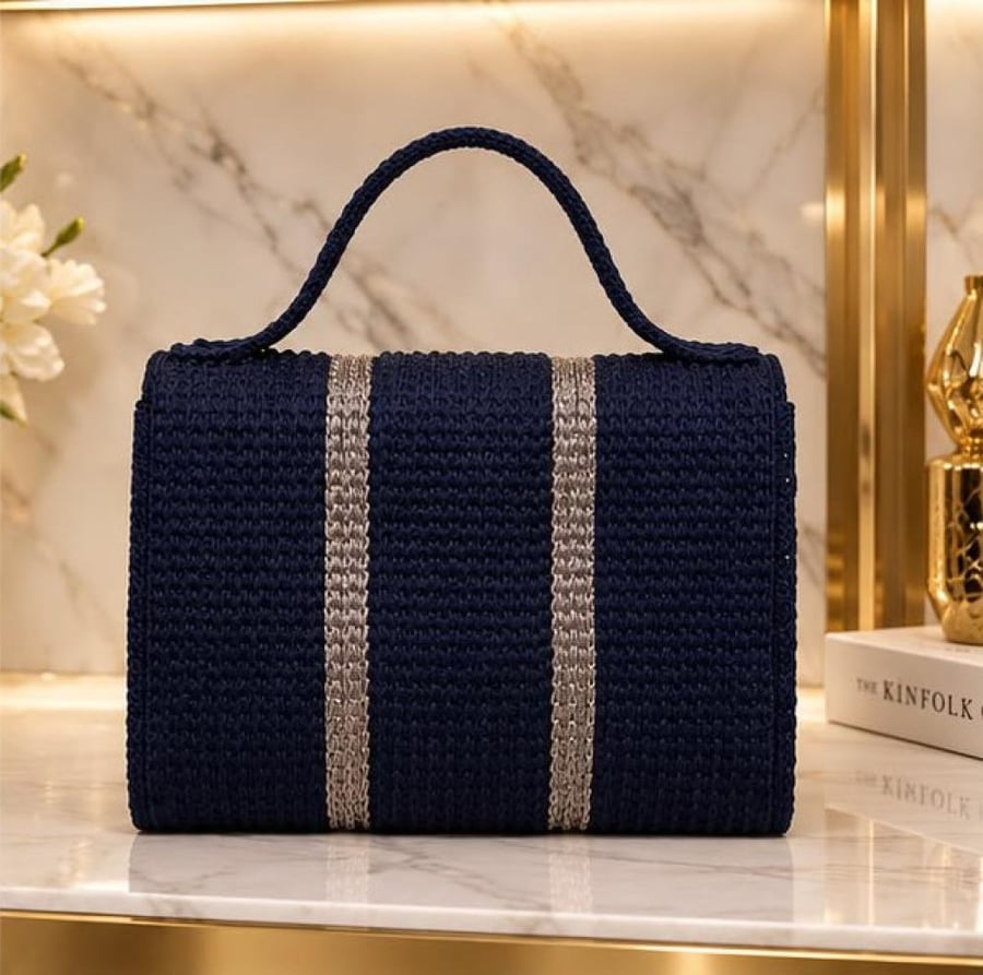 Navy Noir Clasp Bag