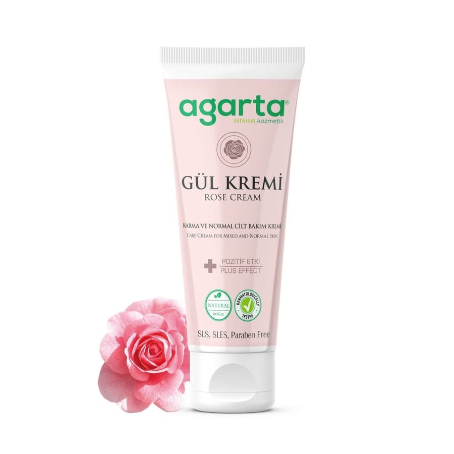 Agartha Natural Cream for face and hand and skin care with rose flavor 75 ml