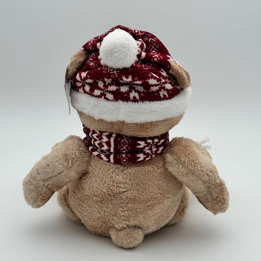 A brown and red teddy bear