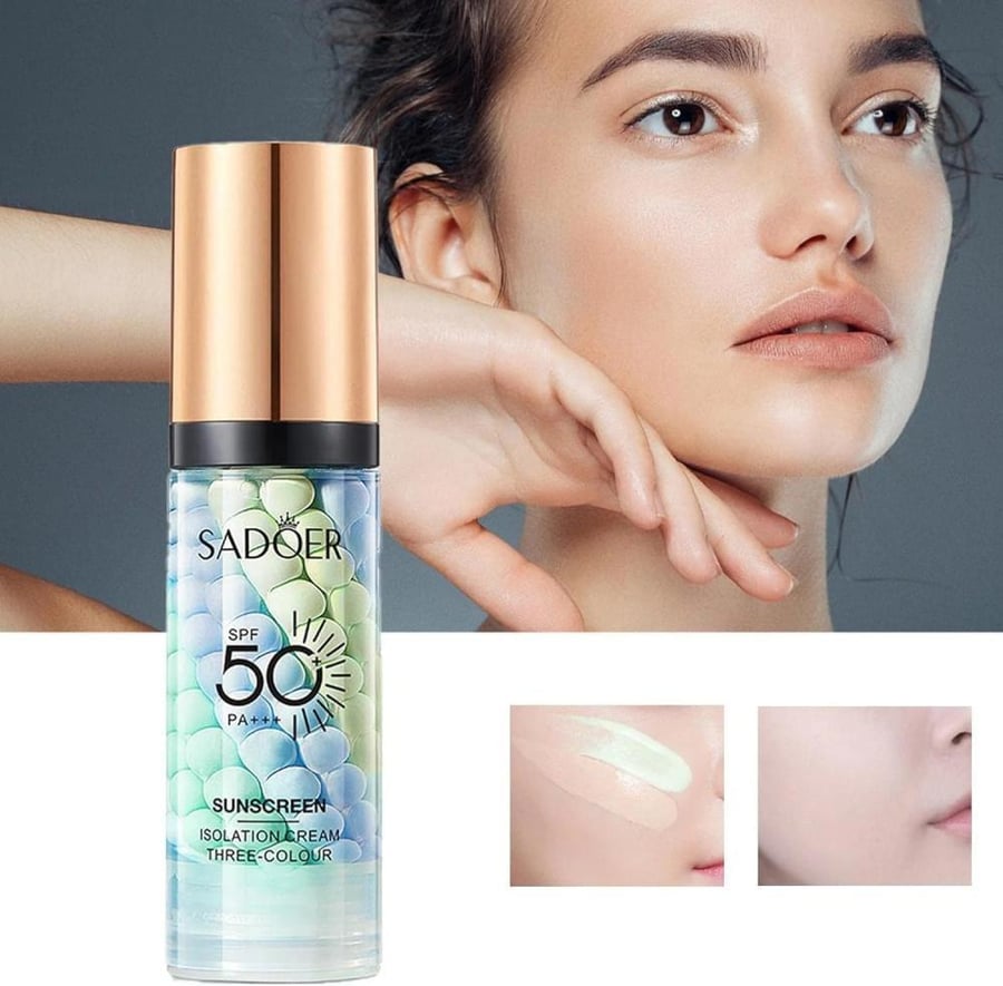 Sadoer SPF 50+ PA+++ كريم عزل للحماية من الشمس بثلاثة ألوان