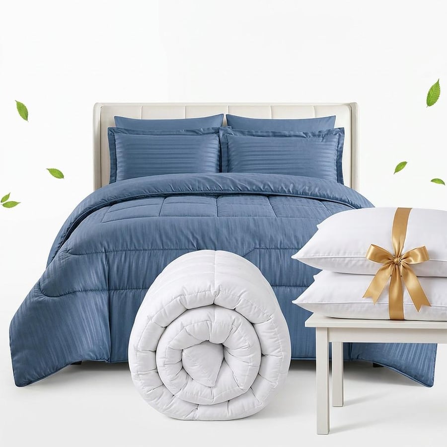 Hotel package | Mövenpick double bedspread 6 pieces blue + double mattress pad + two hotel pillows
